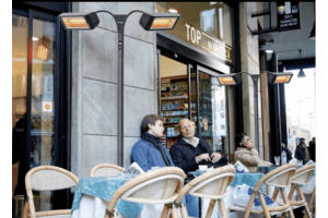 Darstellung eines Infrarotstrahlers am Straßencafe