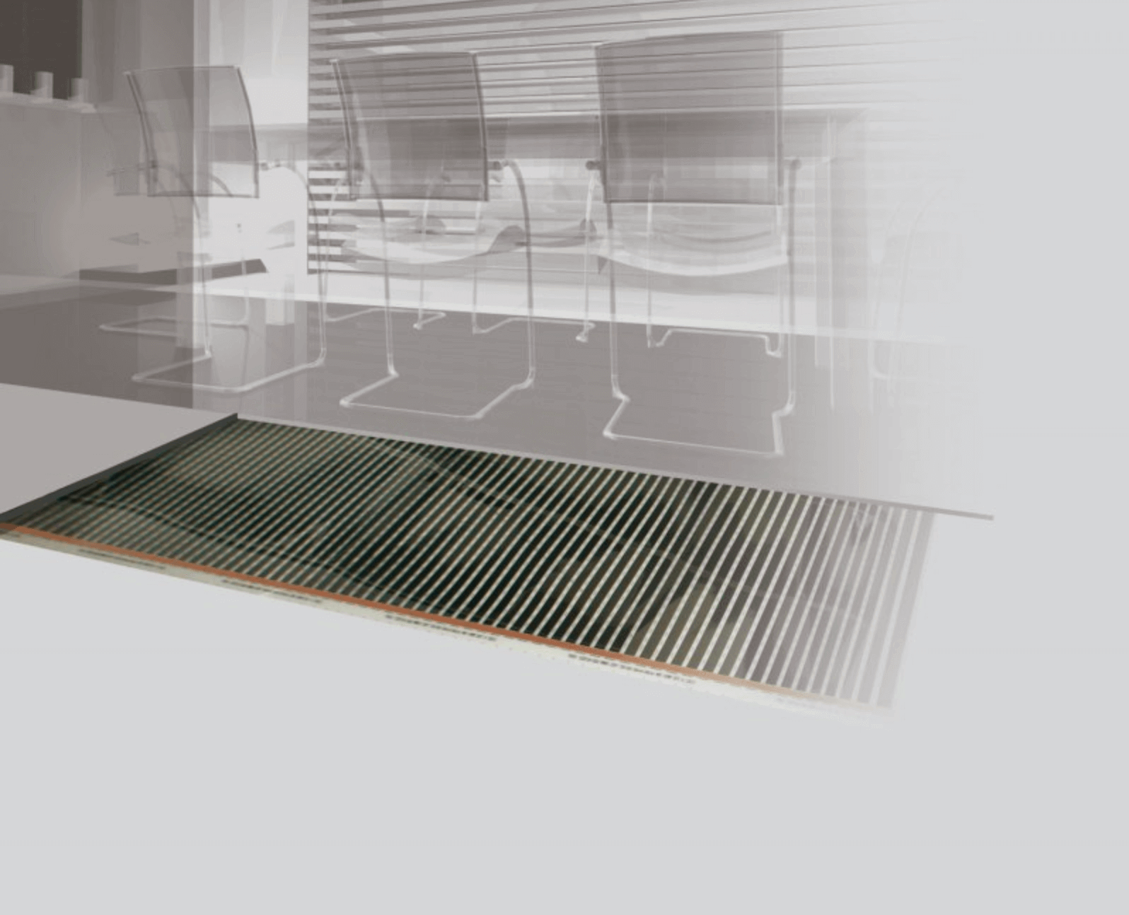 Elektrische Fußbodenheizung, superflache Heizfolie speziell für Parkett +  Laminat, inkl. Anschlüsse und Regler